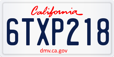 CA license plate 6TXP218