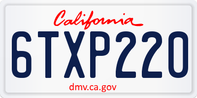 CA license plate 6TXP220