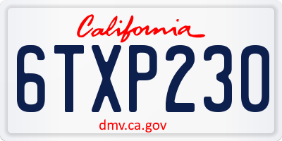 CA license plate 6TXP230