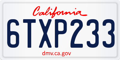CA license plate 6TXP233