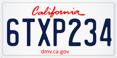 CA license plate 6TXP234