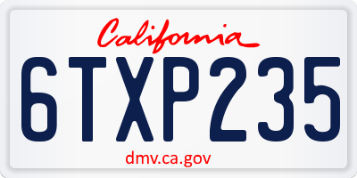 CA license plate 6TXP235