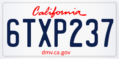 CA license plate 6TXP237