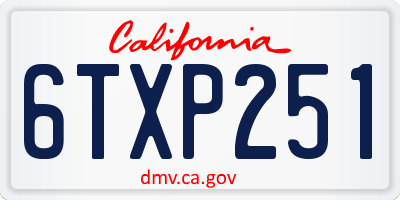 CA license plate 6TXP251