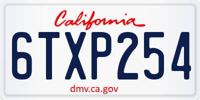 CA license plate 6TXP254