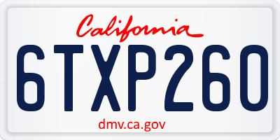 CA license plate 6TXP260