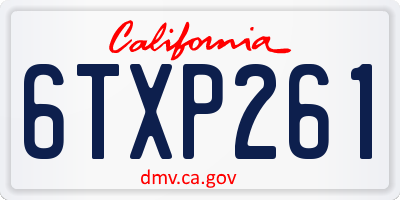CA license plate 6TXP261