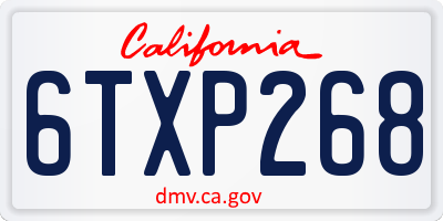 CA license plate 6TXP268