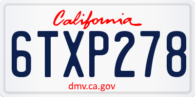 CA license plate 6TXP278