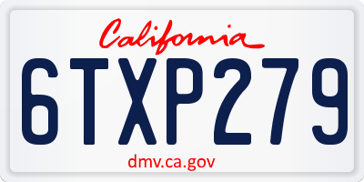 CA license plate 6TXP279