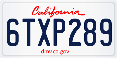 CA license plate 6TXP289