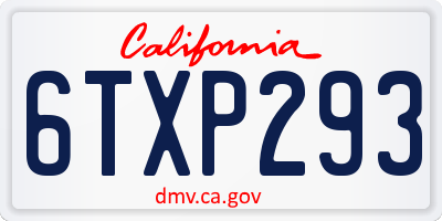CA license plate 6TXP293