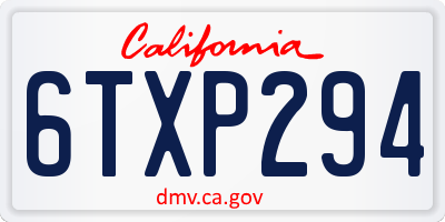 CA license plate 6TXP294