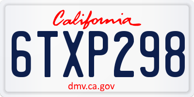 CA license plate 6TXP298
