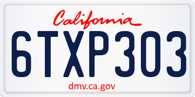 CA license plate 6TXP303
