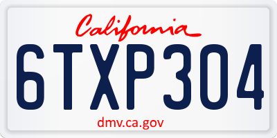 CA license plate 6TXP304