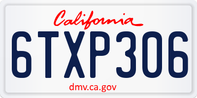 CA license plate 6TXP306