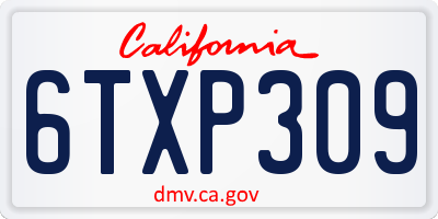 CA license plate 6TXP309