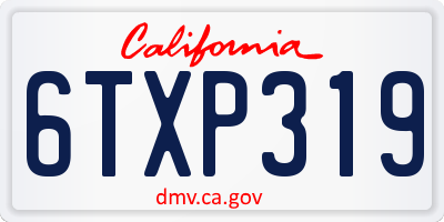 CA license plate 6TXP319