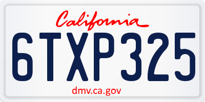 CA license plate 6TXP325