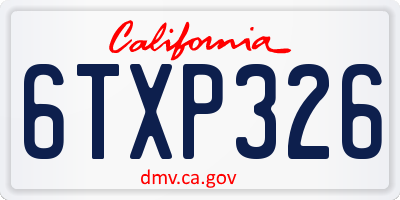 CA license plate 6TXP326