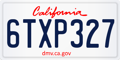 CA license plate 6TXP327