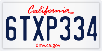 CA license plate 6TXP334