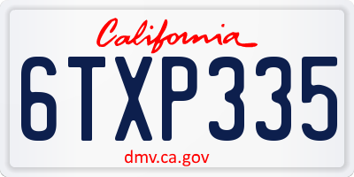 CA license plate 6TXP335