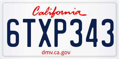 CA license plate 6TXP343