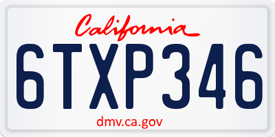CA license plate 6TXP346