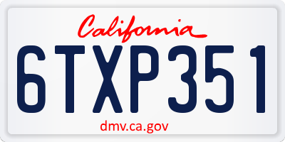 CA license plate 6TXP351