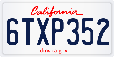 CA license plate 6TXP352