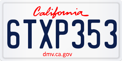 CA license plate 6TXP353