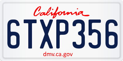 CA license plate 6TXP356