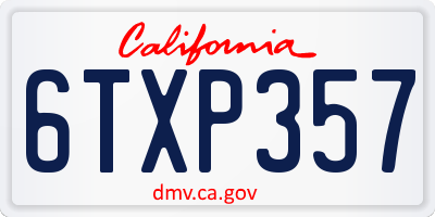 CA license plate 6TXP357