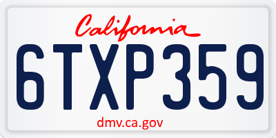 CA license plate 6TXP359