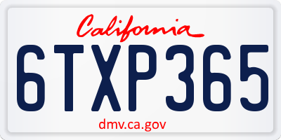 CA license plate 6TXP365