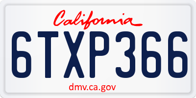 CA license plate 6TXP366