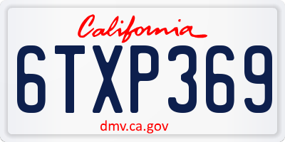 CA license plate 6TXP369