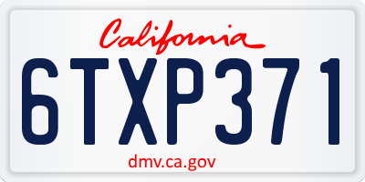 CA license plate 6TXP371