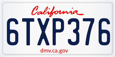 CA license plate 6TXP376
