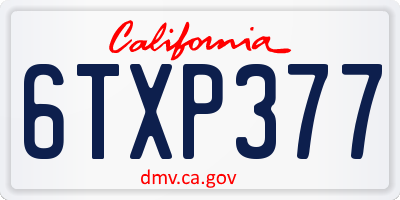 CA license plate 6TXP377