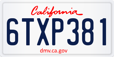 CA license plate 6TXP381