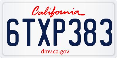 CA license plate 6TXP383
