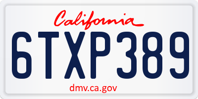 CA license plate 6TXP389