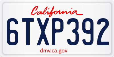CA license plate 6TXP392