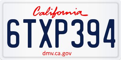 CA license plate 6TXP394