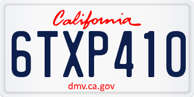 CA license plate 6TXP410