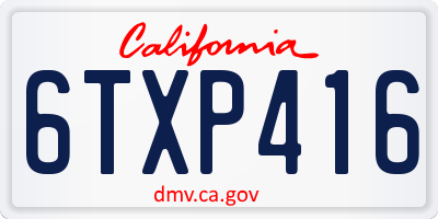 CA license plate 6TXP416