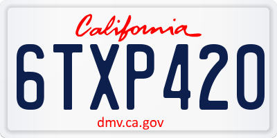 CA license plate 6TXP420